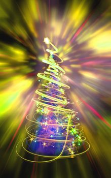 xmas tree (lights) on the color background