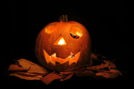 halloween decoration (pumpkin) isolated on the black background