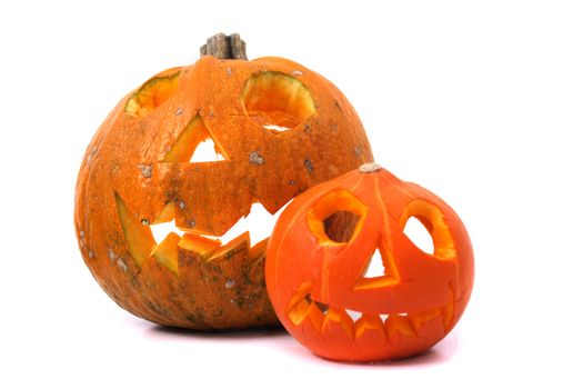 halloween pumpkins isolated on the white background