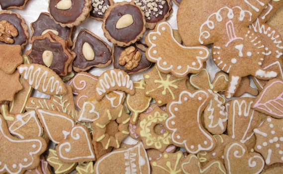 traditional czech christmas cookies as nice food background