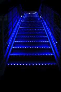 nice blue stairs in the night bar 