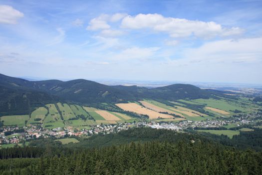 typical czech landscape with the blue sky 