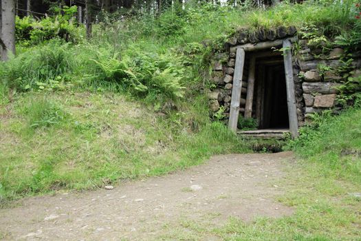 old mine entry in the czech forest 