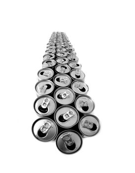 empty cans isolated on the white background