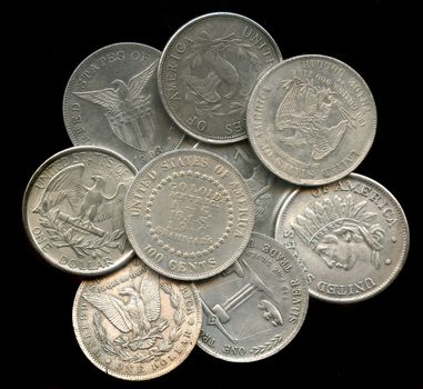 old dollars isolated on the white background