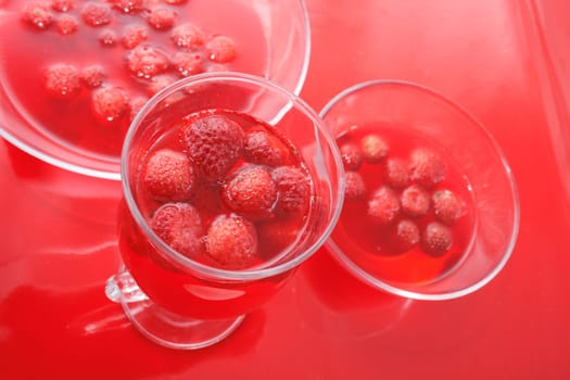 sweet strawberry background on the red background
