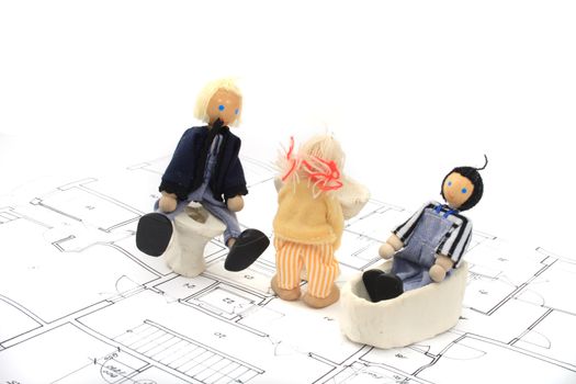 plan of my house on the white background adn toys