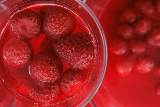 sweet strawberry background on the red background