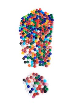 exclamation from the plastic caps isolated on the white background