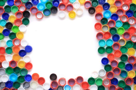 plastic background from the rainbow used caps