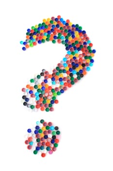 question from the plastic caps isolated on the white background
