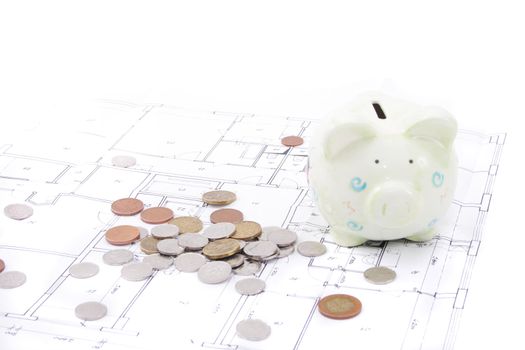 your saving and house plan isolated on the white background
