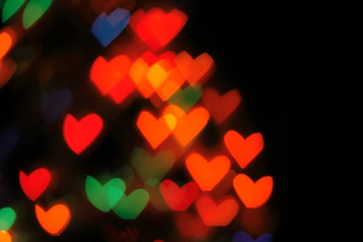 abstract hearts background from the christmas lights