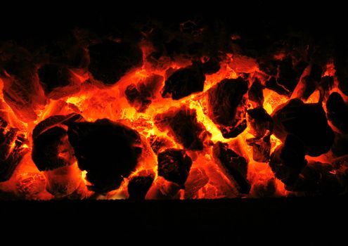 hot red  background from the home fireplace 