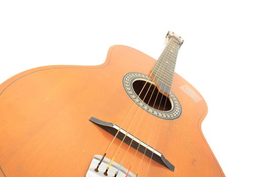 nice old guitar isolated on the white background