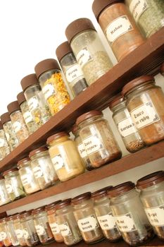 spices in the glasses from the restaurant kitchen
