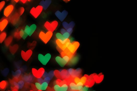 abstract hearts background from the christmas lights