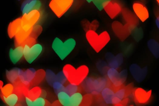 abstract hearts background from the christmas lights