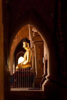 buddha image in htilominlo temple, bagan, myanmar