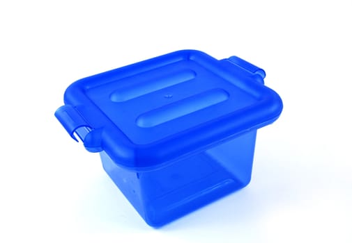 pictures of a blue plastic bin over a white background