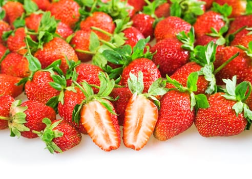 ripe juicy red strawberry on a white background