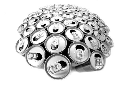 empty beer cans isolated on the white background