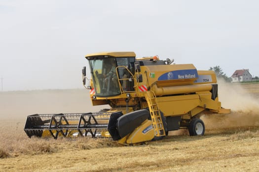 harvester in the corn field in the czech republic