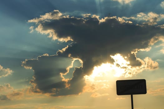 sunset and small black table with nice clouds