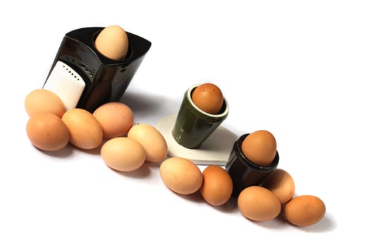 brown eggs isolated on the white background
