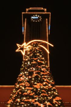 ostrava city (czech republic) in the christmas night 
