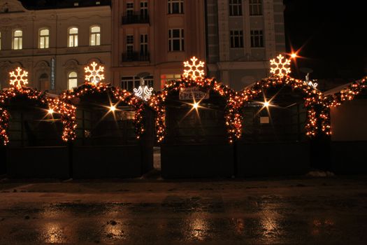ostrava city (czech republic) in the christmas night 