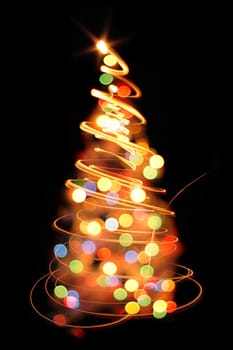 christmas tree isolated on the black background