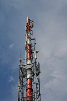 transciever and the blue sky as telecommunication background