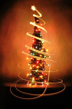 christmas bottle with color lights in the dark night