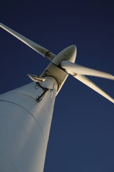 deatil of wind turbine and nice blue sky 