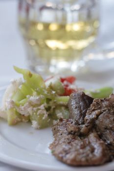 grilled meat and fresh beer as very nice food background