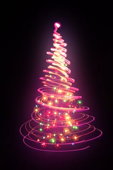 xmas tree (lights) on the black background