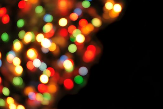 christmas lights isolated on the black background