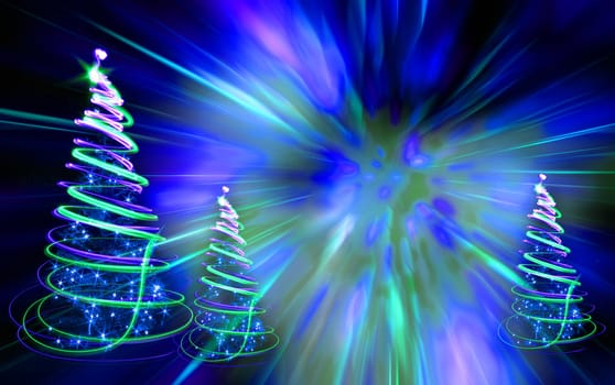 xmas trees (lights) on the color background