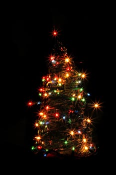 christmas tree from the color lights in the dark night