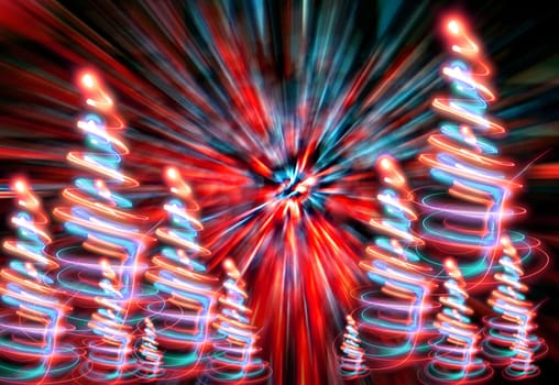 xmas forest (lights) on the black background