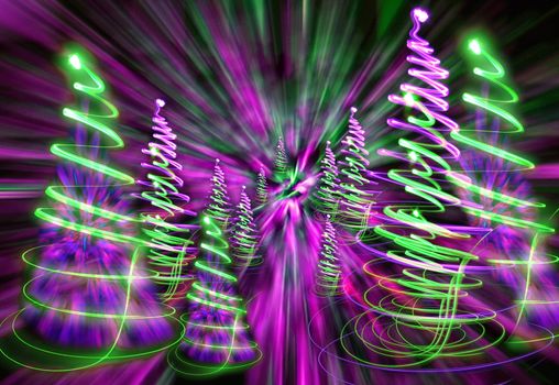 xmas forest (lights) on the black background