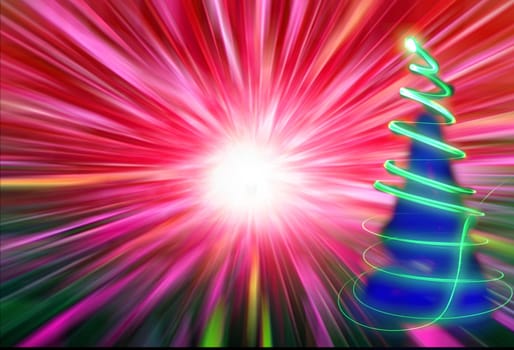 xmas tree (lights) on the black background