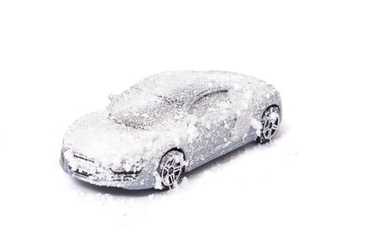 car in the snow isolated on the white background