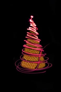 christmas tree form the color lights on the black background