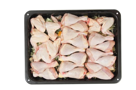 raw chicken leg isolated on the white background