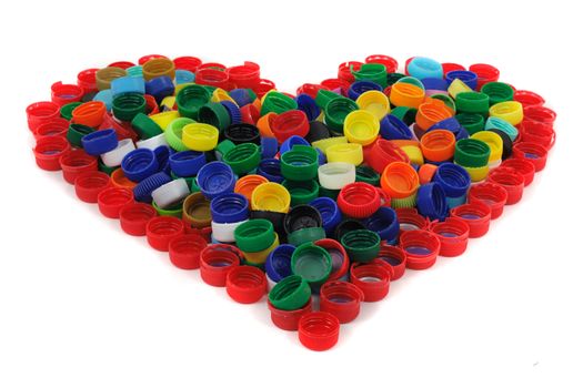 heart from color caps isolated on the white background