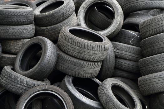 old tires as nice car technology background
