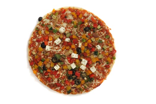 vegetable pizza isolated on the white background