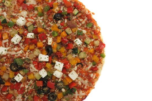 vegetable pizza isolated on the white background